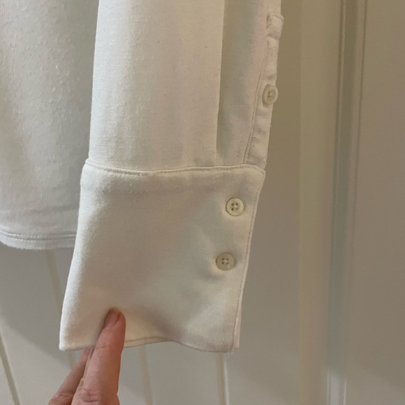 Cream stretch button up with French cuff. Fits like a US 10 - Picture 3 of 3
